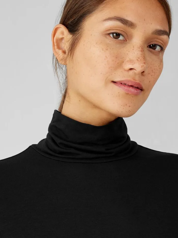 Shop Eileen Fisher Tops and Tees Fine Jersey Scrunch Neck Top Black