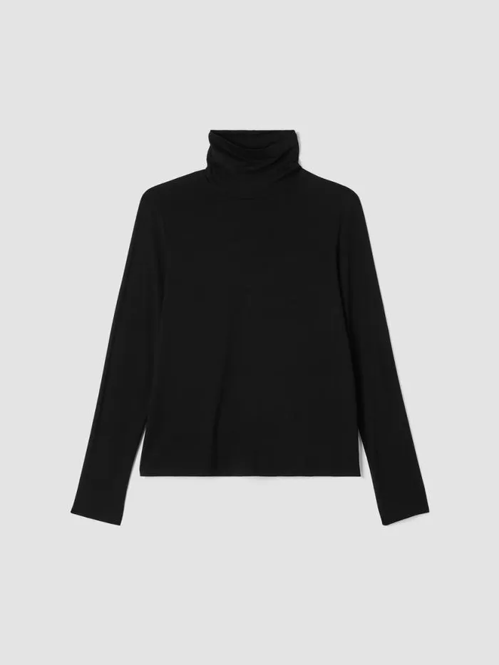 Shop Eileen Fisher Tops and Tees Fine Jersey Scrunch Neck Top Black