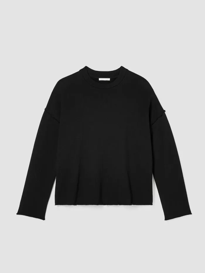 Shop Eileen Fisher Tops and Tees Organic Cotton French Terry BoxTop Black