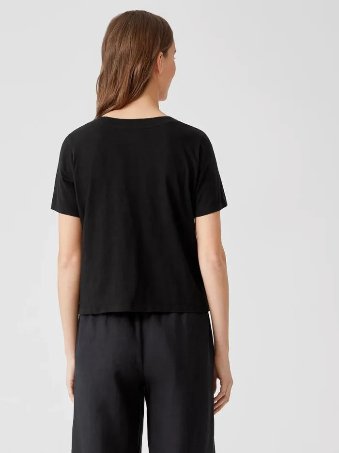Shop Eileen Fisher Tops and Tees Organic Cotton Slub VNeck Tee Black