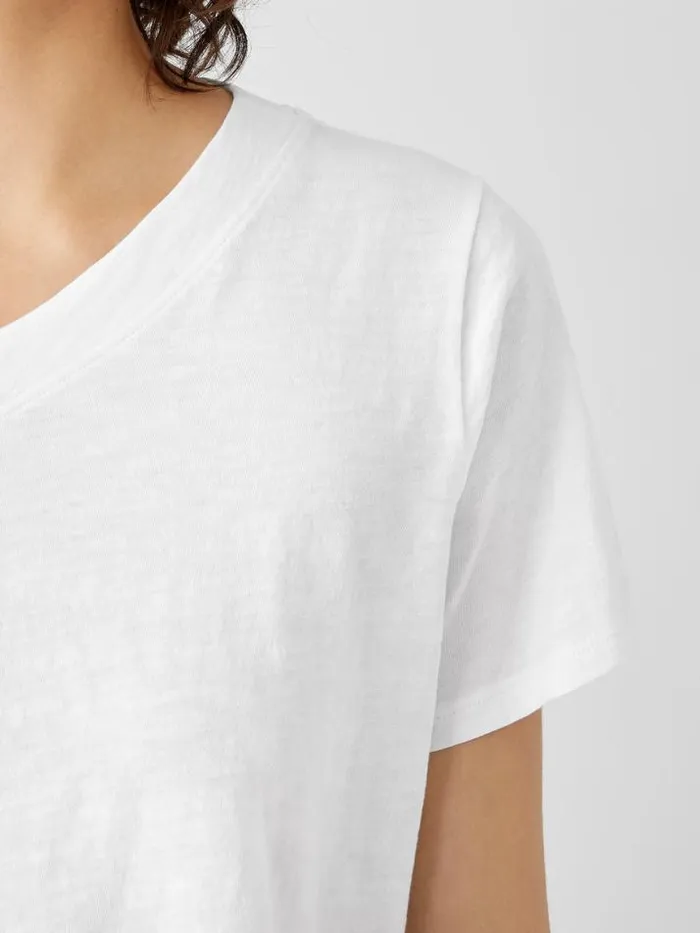 Shop Eileen Fisher Tops and Tees Organic Cotton Slub VNeck Tee White