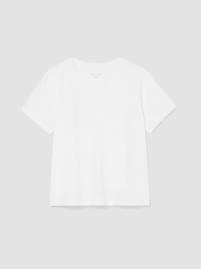 Shop Eileen Fisher Tops and Tees Organic Cotton Slub VNeck Tee White