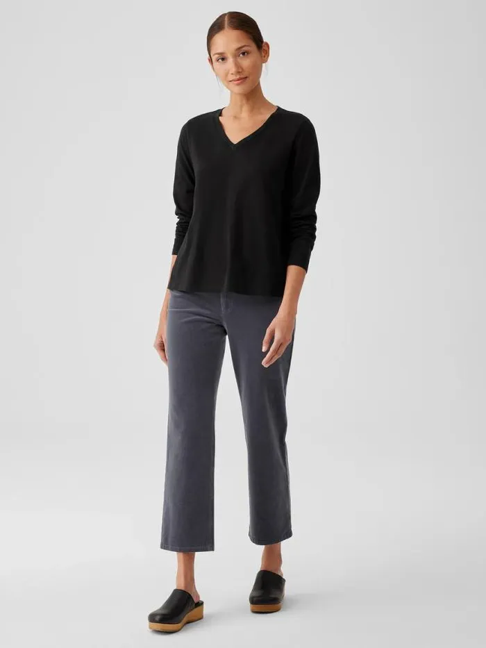 Shop Eileen Fisher Tops and Tees Organic Cotton Slub VNeck Top Black