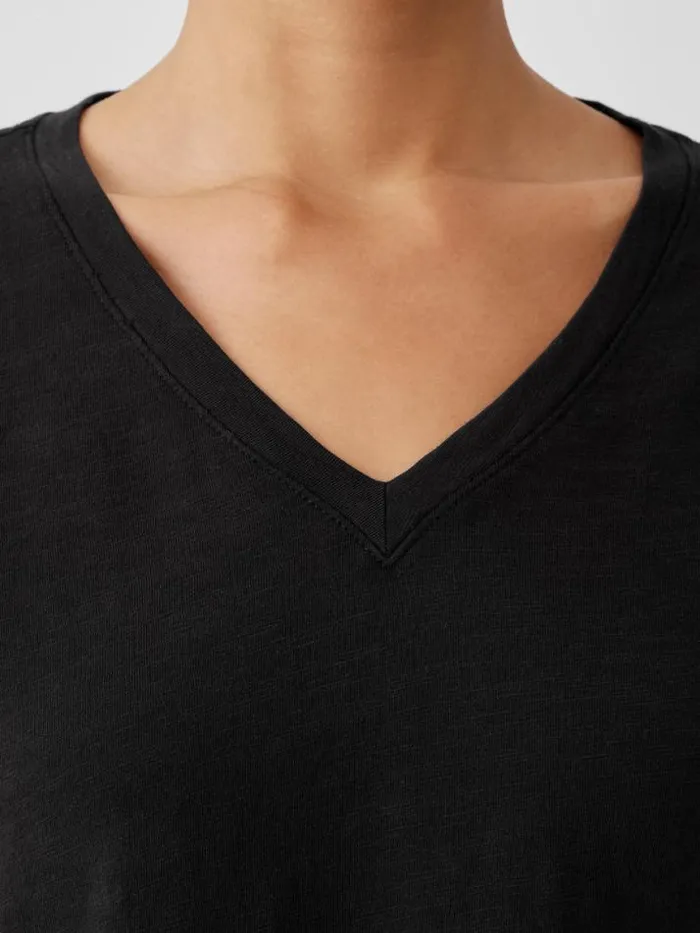 Shop Eileen Fisher Tops and Tees Organic Cotton Slub VNeck Top Black
