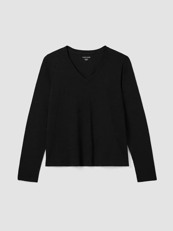 Shop Eileen Fisher Tops and Tees Organic Cotton Slub VNeck Top Black