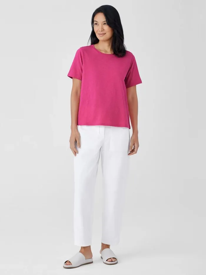Shop Eileen Fisher Tops and Tees Organic Cotton Slubby Jersey Tee Geranium