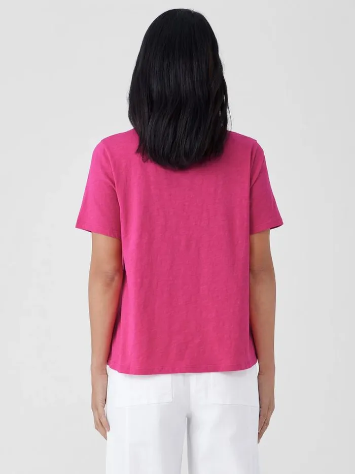 Shop Eileen Fisher Tops and Tees Organic Cotton Slubby Jersey Tee Geranium