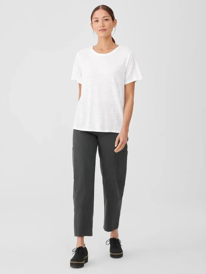 Shop Eileen Fisher Tops and Tees Organic Linen Jersey Crew Neck Tee White