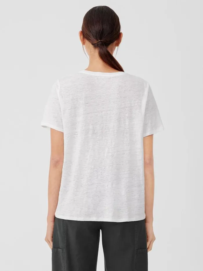 Shop Eileen Fisher Tops and Tees Organic Linen Jersey Crew Neck Tee White