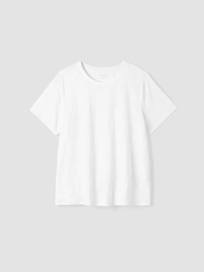 Shop Eileen Fisher Tops and Tees Organic Linen Jersey Crew Neck Tee White