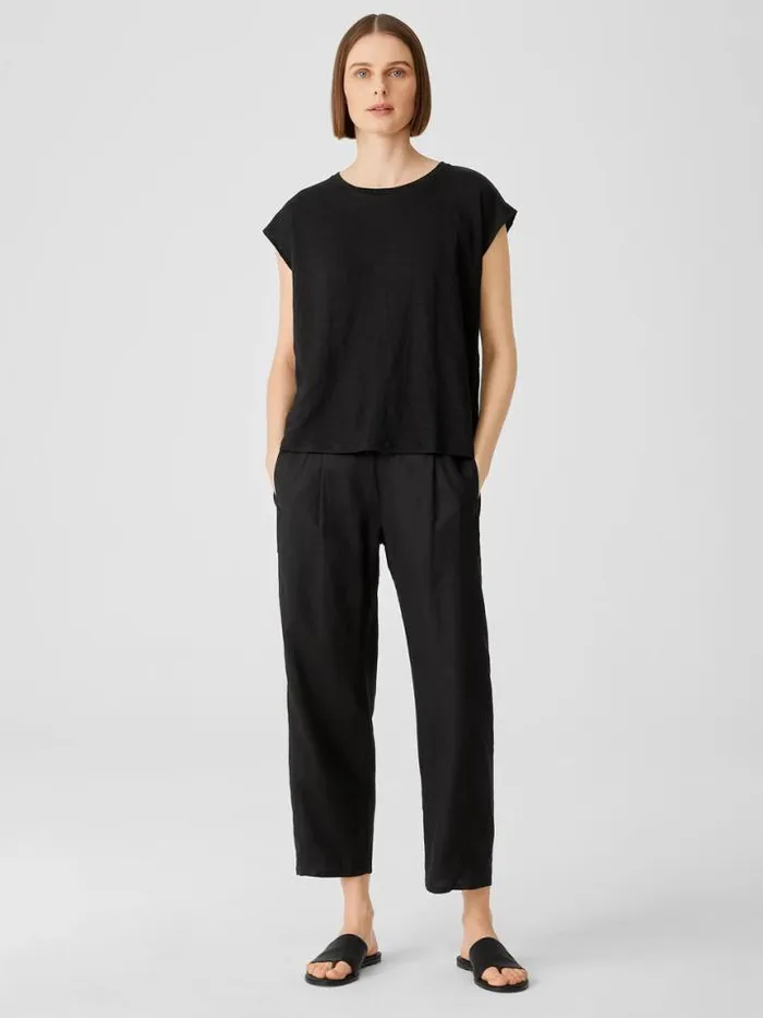 Shop Eileen Fisher Tops and Tees Organic Linen Jersey ShirredBack Top Black