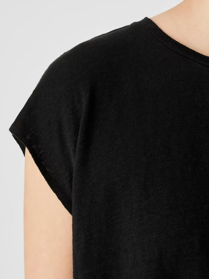 Shop Eileen Fisher Tops and Tees Organic Linen Jersey ShirredBack Top Black