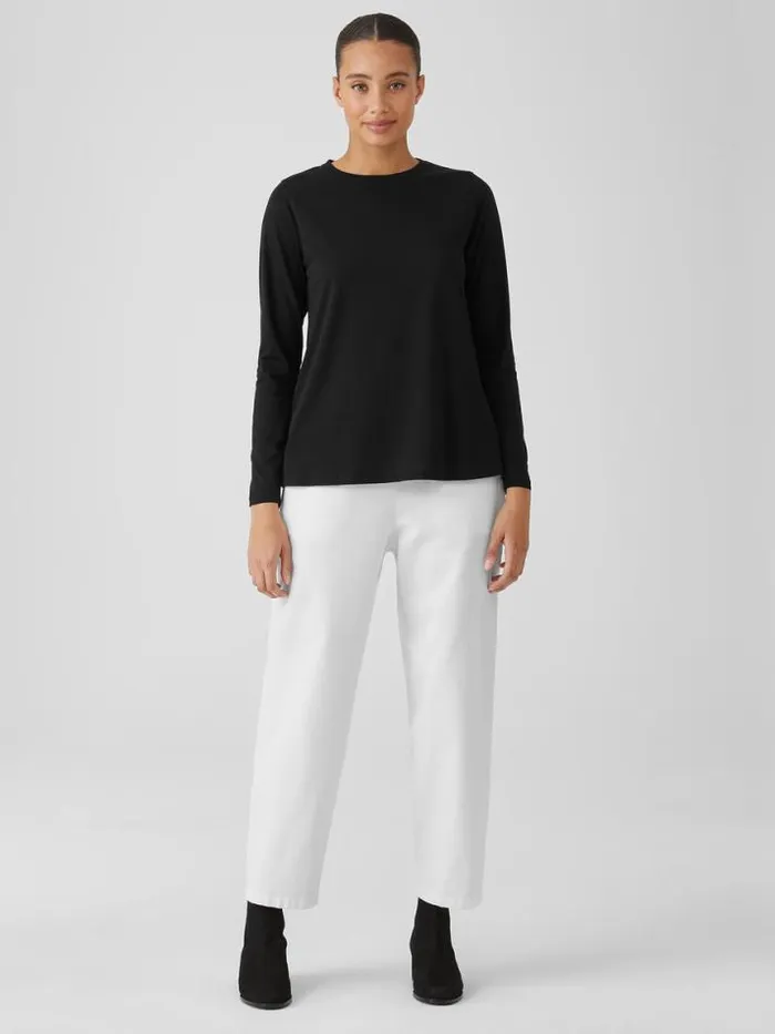 Shop Eileen Fisher Tops and Tees Organic Pima Cotton Jersey Round Neck Top Black