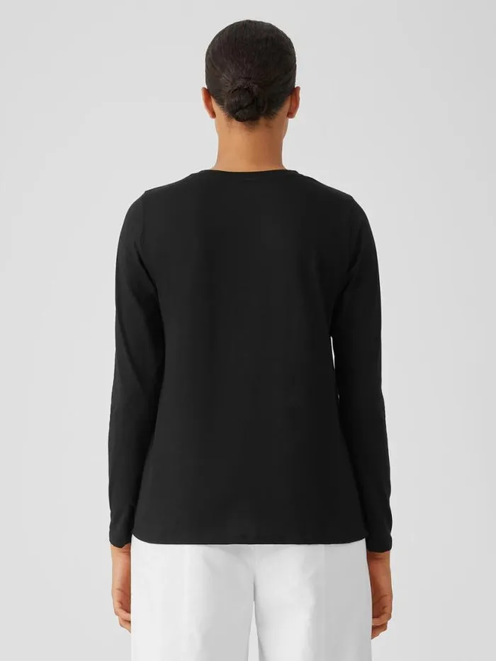 Shop Eileen Fisher Tops and Tees Organic Pima Cotton Jersey Round Neck Top Black