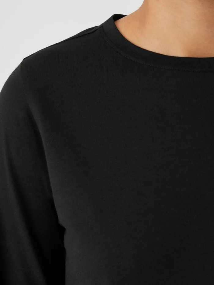 Shop Eileen Fisher Tops and Tees Organic Pima Cotton Jersey Round Neck Top Black