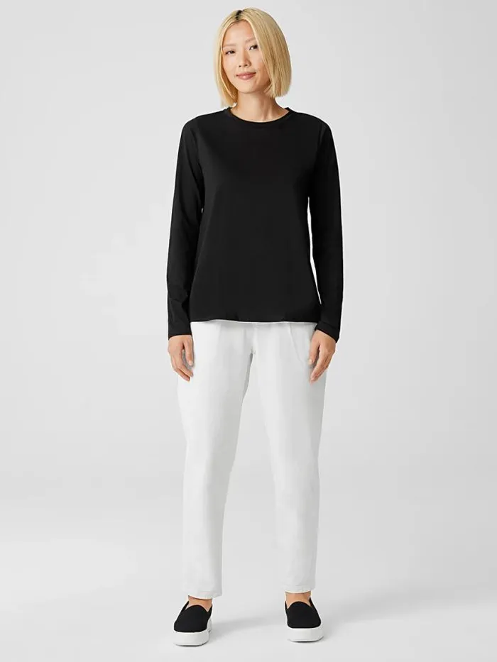 Shop Eileen Fisher Tops and Tees Organic Pima Cotton Jersey Round Neck Top Black