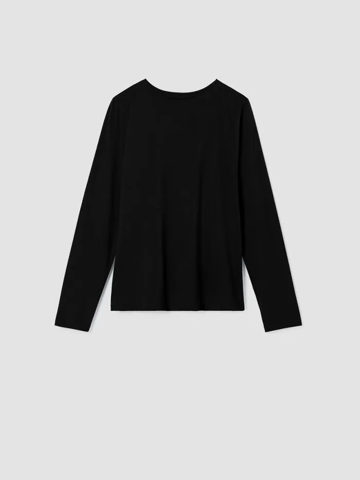 Shop Eileen Fisher Tops and Tees Organic Pima Cotton Jersey Round Neck Top Black