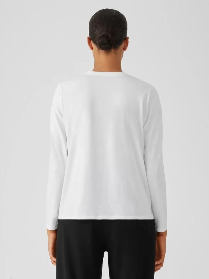 Shop Eileen Fisher Tops and Tees Organic Pima Cotton Jersey VNeck Top White