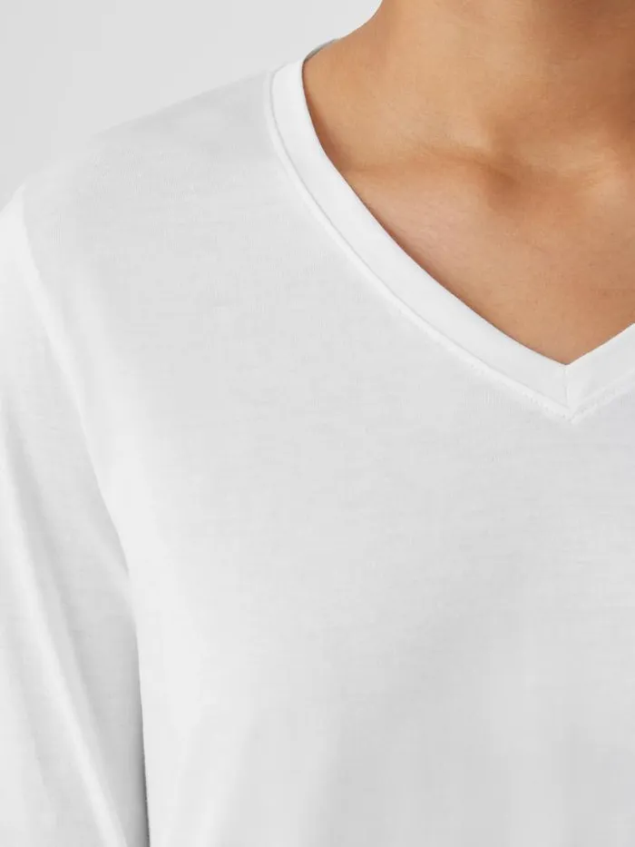Shop Eileen Fisher Tops and Tees Organic Pima Cotton Jersey VNeck Top White