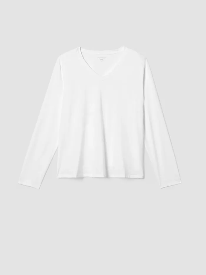 Shop Eileen Fisher Tops and Tees Organic Pima Cotton Jersey VNeck Top White