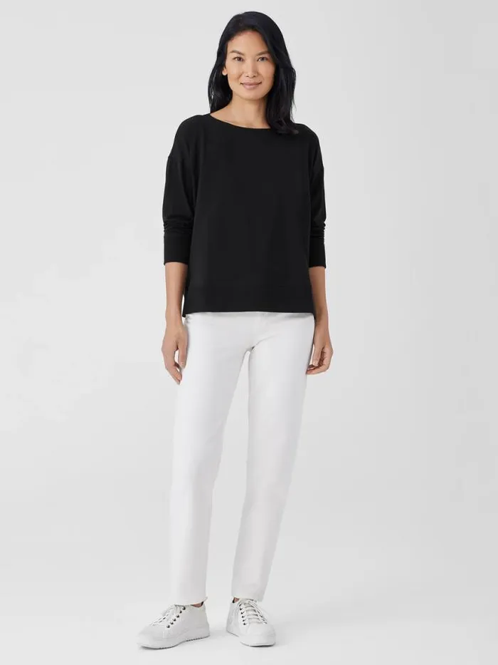 Shop Eileen Fisher Tops and Tees Pima Cotton Stretch Jersey Bateau Neck Top Black
