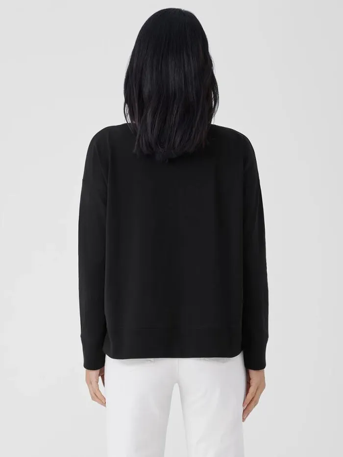 Shop Eileen Fisher Tops and Tees Pima Cotton Stretch Jersey Bateau Neck Top Black
