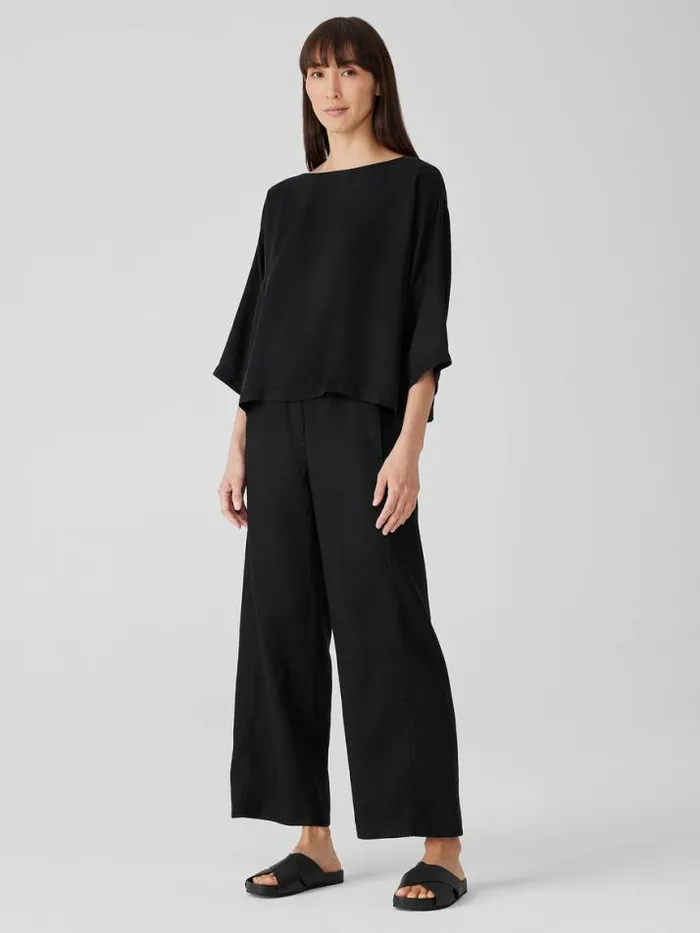 Shop Eileen Fisher Tops and Tees Sandwashed TwillBoxTop Black