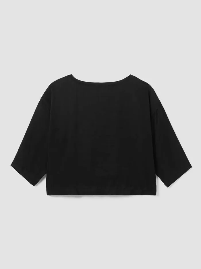 Shop Eileen Fisher Tops and Tees Sandwashed TwillBoxTop Black