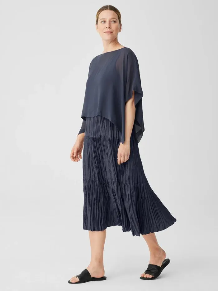 Shop Eileen Fisher Tops and Tees Sheer Silk Georgette Poncho Ocean