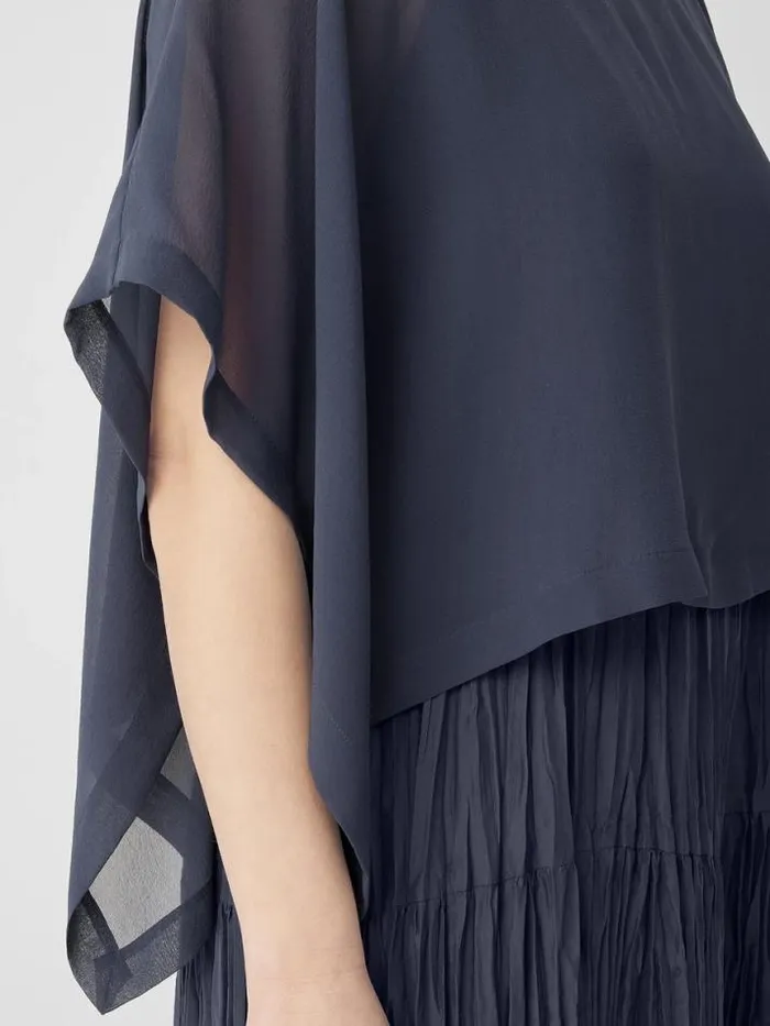Shop Eileen Fisher Tops and Tees Sheer Silk Georgette Poncho Ocean
