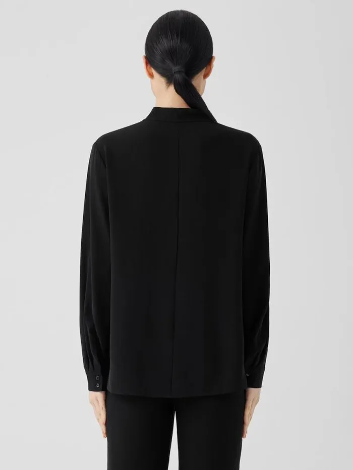 Shop Eileen Fisher Tops and Tees Silk Georgette Crepe VNeck Top Black