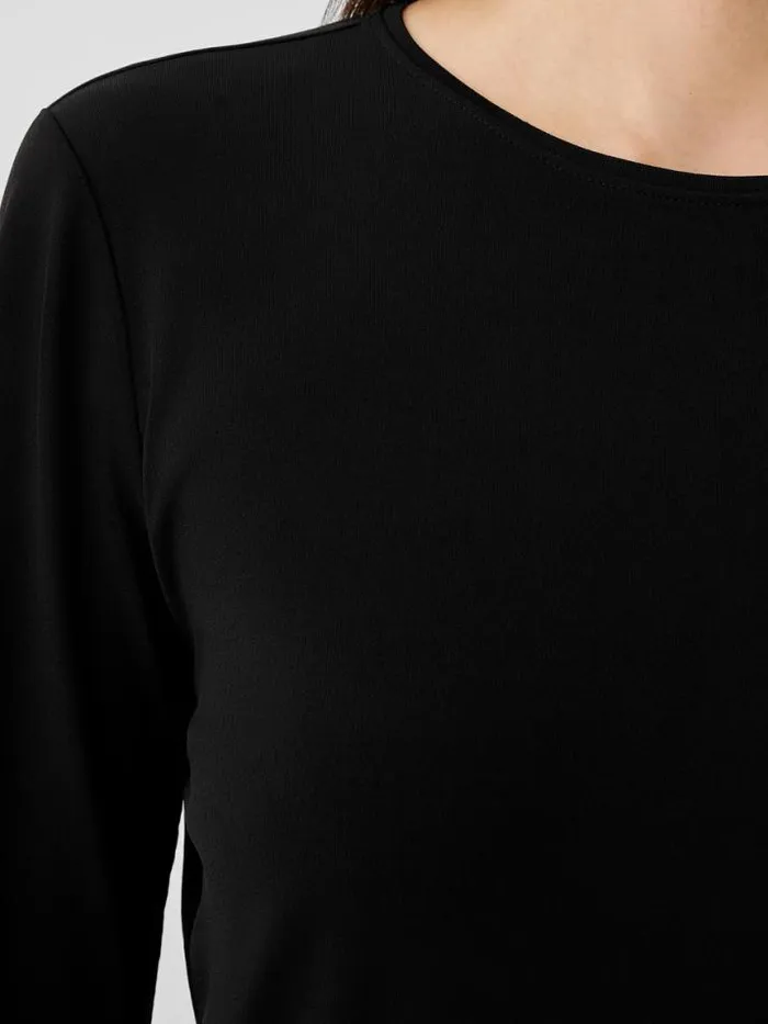 Shop Eileen Fisher Tops and Tees Stretch Silk Jersey Crew Neck Top Black