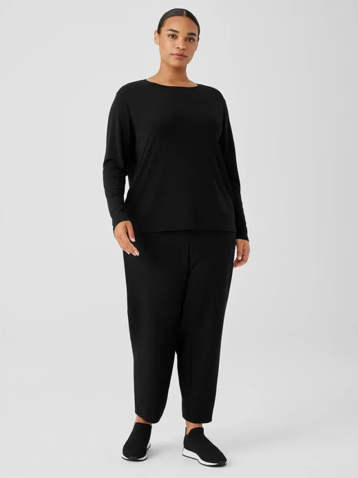 Shop Eileen Fisher Tops and Tees Stretch Silk Jersey Crew Neck Top Black