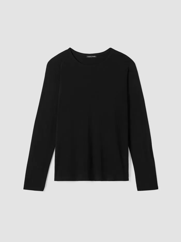 Shop Eileen Fisher Tops and Tees Stretch Silk Jersey Crew Neck Top Black