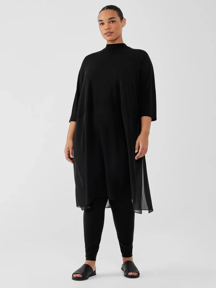 Shop Eileen Fisher Tops and Tees Stretch Silk Jersey Mock Neck Top Black