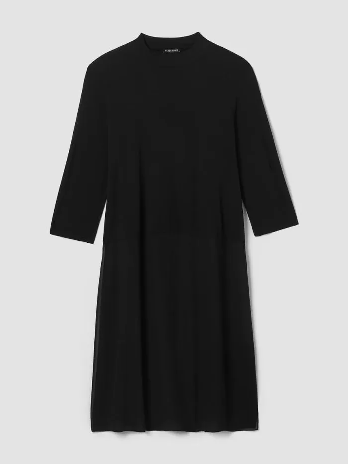 Shop Eileen Fisher Tops and Tees Stretch Silk Jersey Mock Neck Top Black