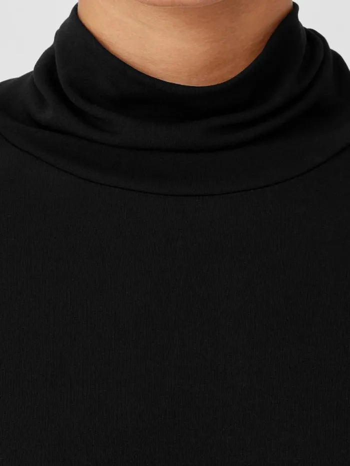 Shop Eileen Fisher Tops and Tees Stretch Silk Jersey Scrunch Neck Top Black
