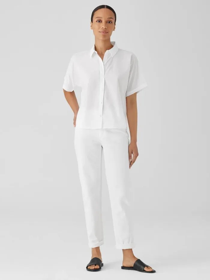 Shop Eileen Fisher Tops and Tees Washed Organic Cotton Poplin ShortSleeve Shirt White