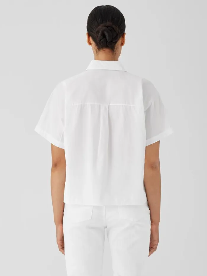 Shop Eileen Fisher Tops and Tees Washed Organic Cotton Poplin ShortSleeve Shirt White
