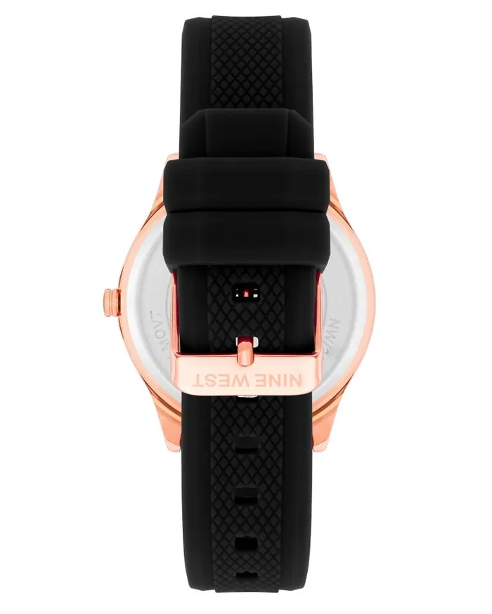 Silicone Strap Watch Black WomenMen Nine West Watches
