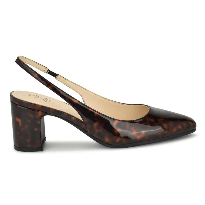 Sinead 92159 Block Heel Slingbacks Brown Tortoise Women Nine West Heels
