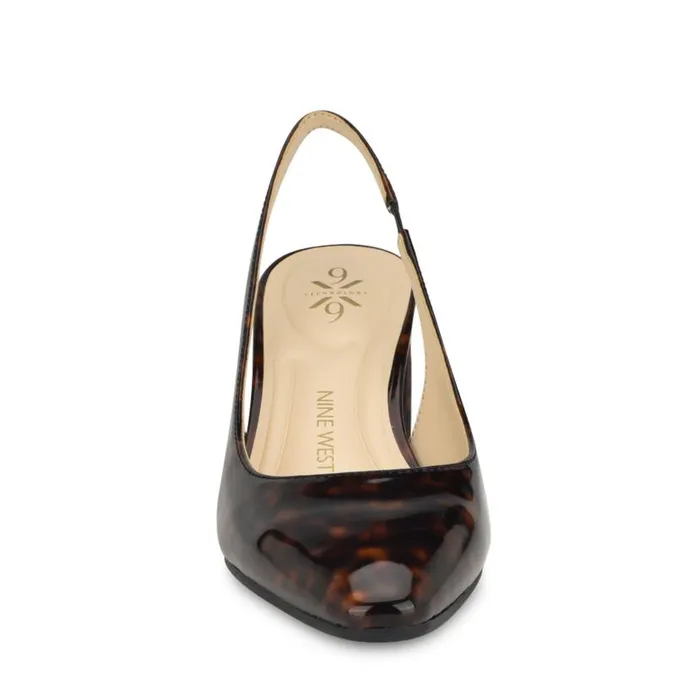 Sinead 92159 Block Heel Slingbacks Brown Tortoise Women Nine West Heels