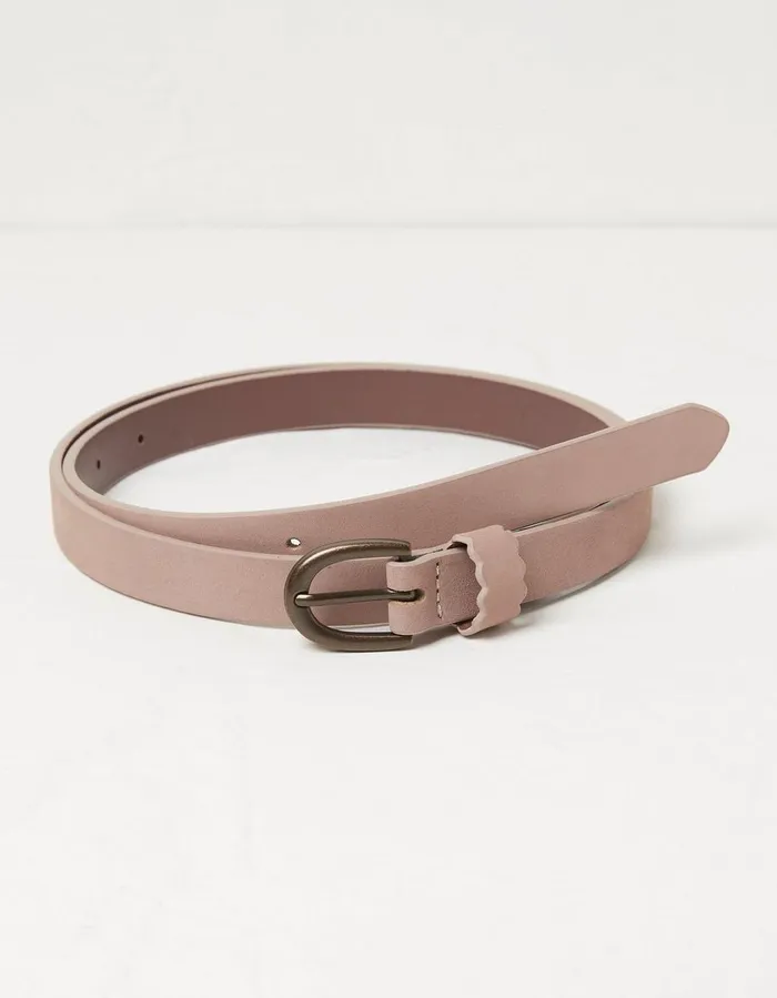 Skinny Scalloped Keeper Belt Rose Pink Women FatFace Belts