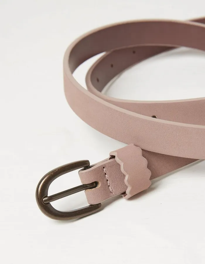 Skinny Scalloped Keeper Belt Rose Pink Women FatFace Belts