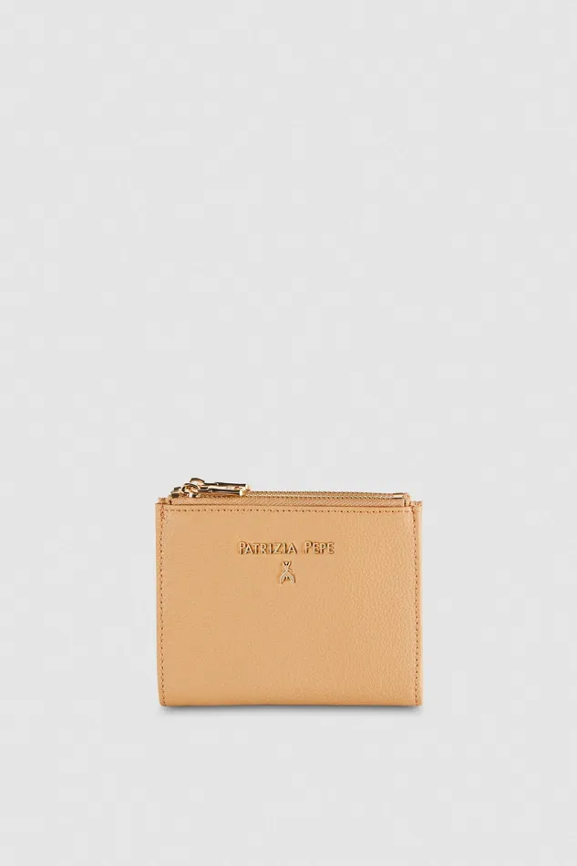 Small Leather Goods Women Patrizia Pepe Leather Wallet With Zipper Pompei Beige Small Leather Goods Women Patrizia Pepe Leather Wallet With Zipper Pompei Beige