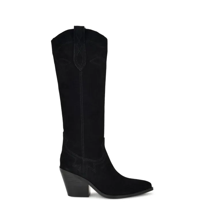 Smash Western Boots Black Suede Women Nine West Boots and Booties