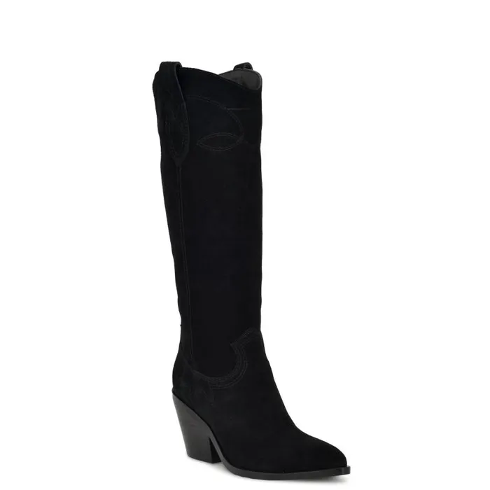 Smash Western Boots Black Suede Women Nine West Boots and Booties
