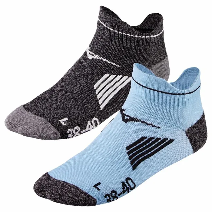 Socks MenWomen Mizuno Active Training Mid 2p Black Milky Blue