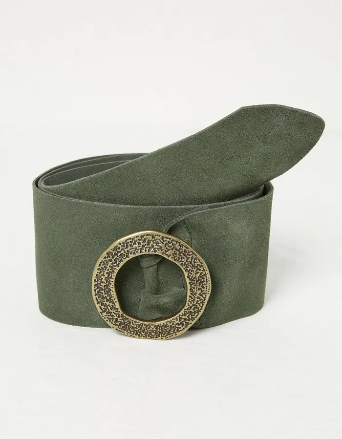 Soft Wide Suede Belt Khaki Green Women FatFace Belts