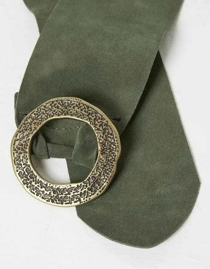 Soft Wide Suede Belt Khaki Green Women FatFace Belts